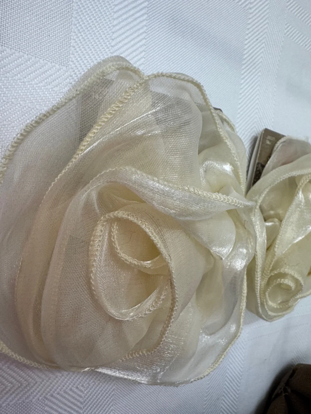 Cream & Brown Fabric Floral Hair Clips - Set of 9 Decorative Accessories